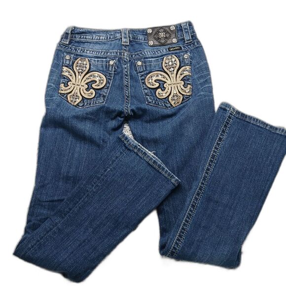 Miss Me Embellished Boot Cut Denim Jeans Women's 28. Leather Tag/ Pockets. Blue. - Picture 1 of 16
